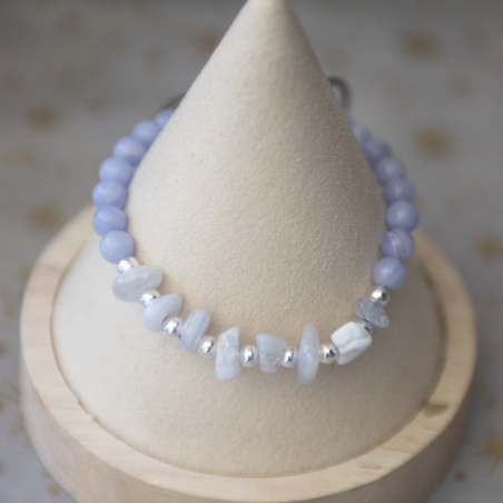 Bracelet Agate violette réglable