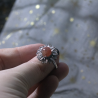 Bague pierre de soleil fleur réglable et acier inoxydable