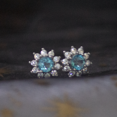 Boucle d'oreilles Topaze bleu et Acier inoxydable