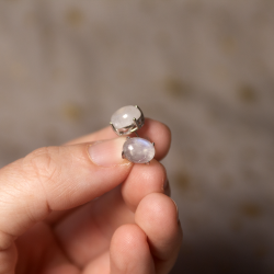 Boucle d'oreilles Pierre de lune et acier Inoxydable
