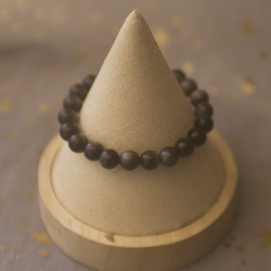 Bracelet 8mm obsidienne argenté