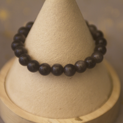 Bracelet 8mm obsidienne argenté