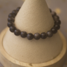 Bracelet 8mm obsidienne argenté