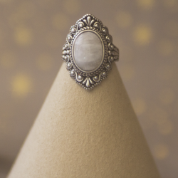 Bague pierre de Lune Acier inoxydable