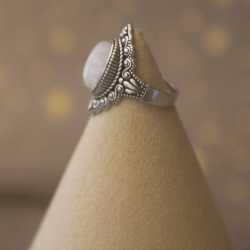 Bague pierre de Lune Acier...