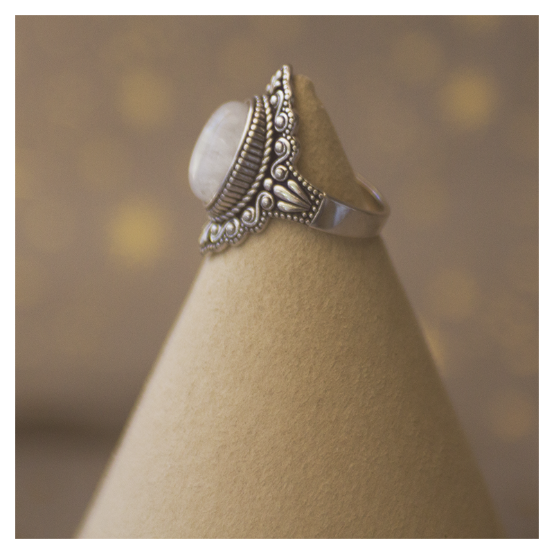 Bague pierre de Lune Acier inoxydable