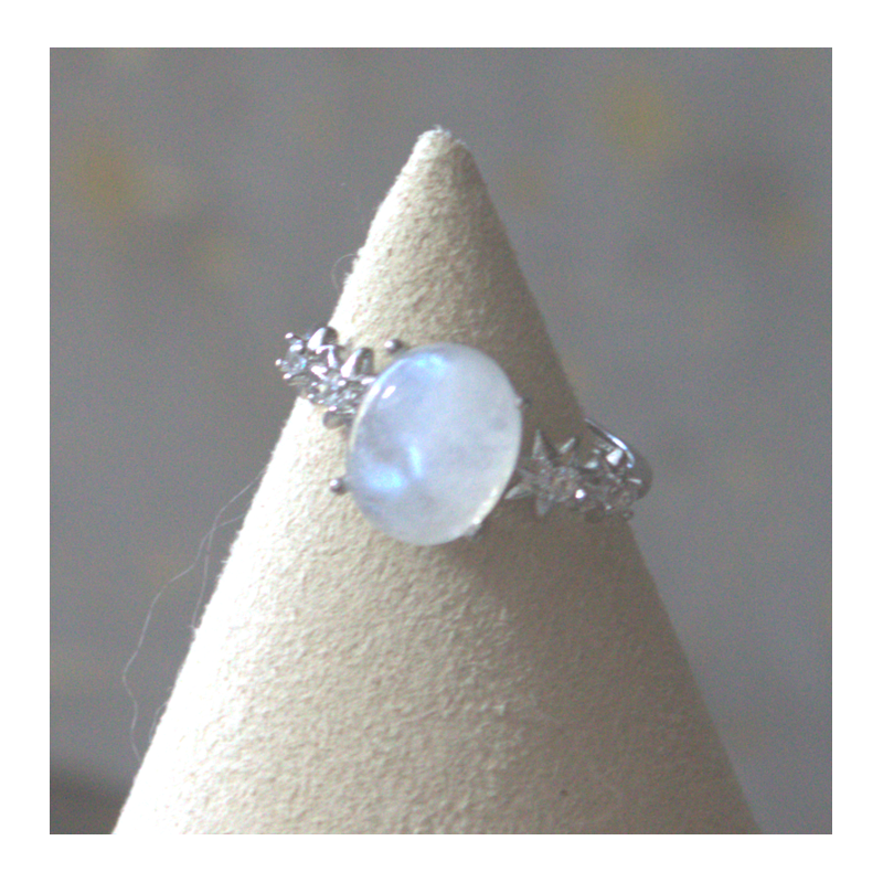 Bague pierre de lune étoiles