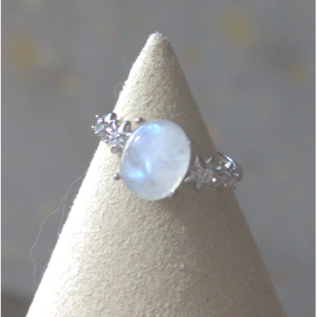 Bague pierre de lune étoiles