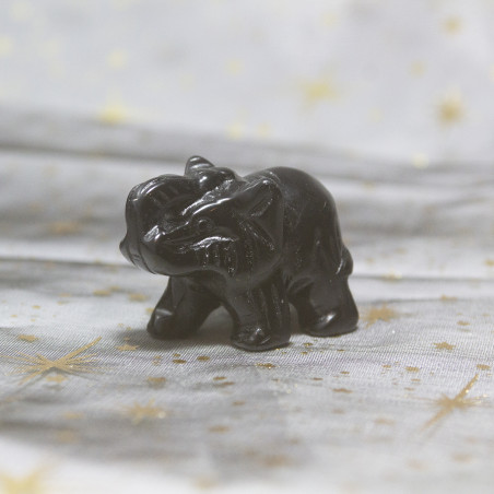 Figurine d'Elephant en Obsidienne