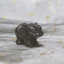 Figurine d'Elephant en Obsidienne