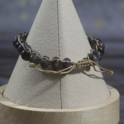 Bracelet en Labradorite Noir Tressé