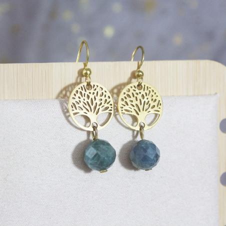 Boucle d'oreille en Apatite et acier inoxydable