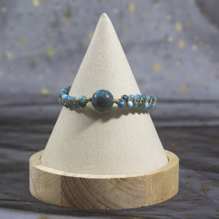 Bracelet en Apatite bleu rond tressé