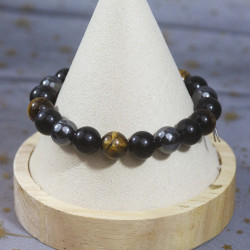 Bracelet Hématite, oeil de tigre et obsidienne