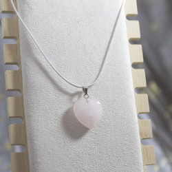 Collier coeur en quartz rose