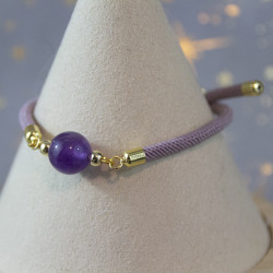 Bracelet en améthyste réglable tissu