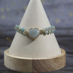 Bracelet coeur en Amazonite