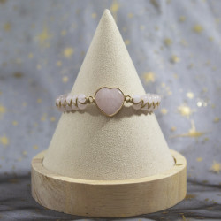 Bracelet coeur Quartz rose...